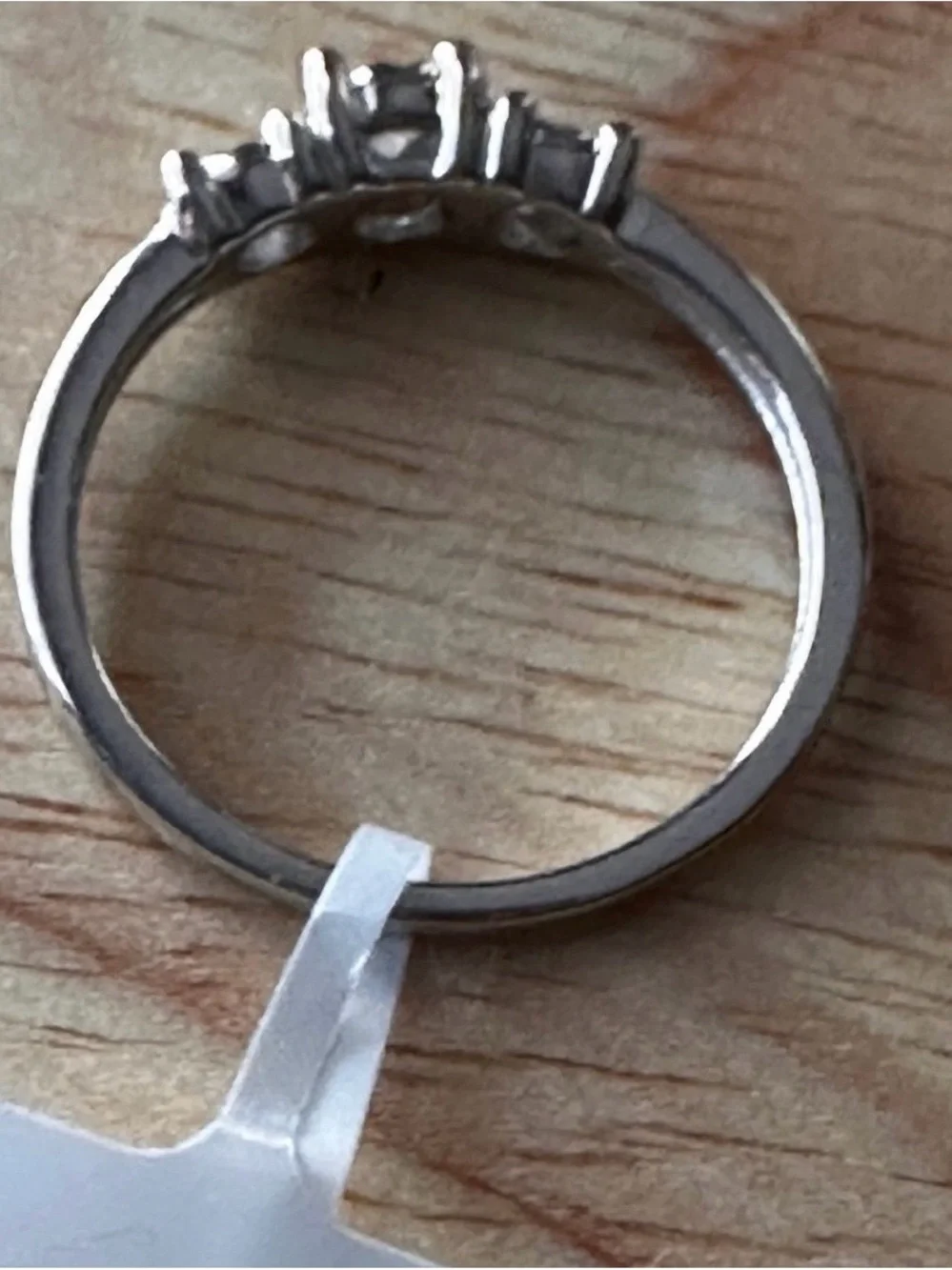 SALE Classic Three-Stone Sterling Diamond Ring 7